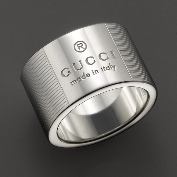 Gucci Trademark Stripes Sterling Silver Ring Size 6.5 Italian Size 14 - Picture 1 of 8